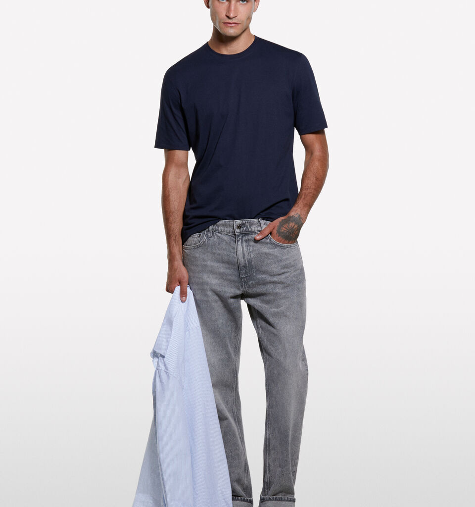 Μπλούζα κοντομάνικη μπλε σκούρο regular fit - μπλουζάκια κοντομάνικα ανδρικά - Σκουρο Μπλε | Sisley image number 1